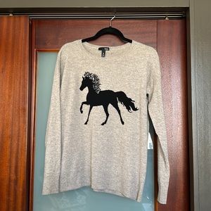 Aqua Cashmere sweater with horse and mane EXCLUSIVE to bloomingdales